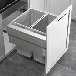 Hafele 502.77.534 Hailo US Cargo FL 24, Waste Bin Pull-Out, Light Gray, Full Access Cabinets