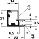 Hafele 563.25. Aluminum Door Frame Profile, Cut-To-Size, 21 x 23 mm, Length - 2.5 m