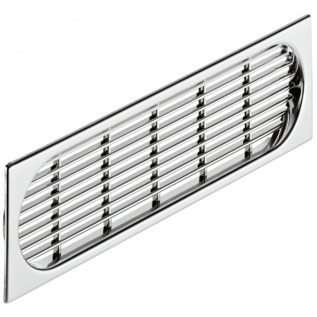 Hafele 571.52.208 Air Ventilation Grill w/ Flanged Rim & Oval Recess, Chrome-Plated, 225 x 64 mm