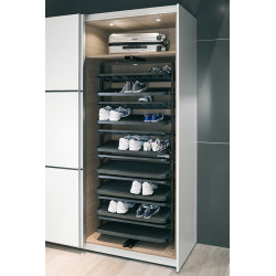 Hafele 806.22.701 Pull-out Shoe Rack for upto 50 Pairs of Shoes, 180D Rotating, White