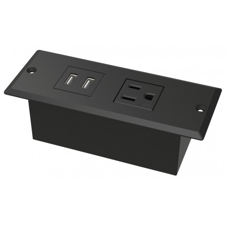 Hafele 822.09. Charging Bar, 1 AC Outlet, Plastic, Face Plate Mounting, 138 D x 55 W x 44 H mm