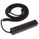 Hafele 822.09.340 Power Strip, 6 Outlet w/ Spiral Power Cord, Plastic, Black, 240 D x 48 W x 41 H mm