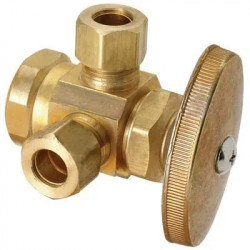 Brass Craft R1701LRX RD Brass Dual Outlet Stop Valve, 1/2 x 3/8 x 3/8-In.