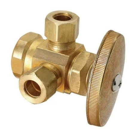 Brass Craft Service Parts R1701LRX RD Brass Dual Outlet Stop Valve, 1/2 x 3/8 x 3/8-In.