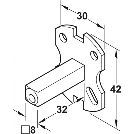 Hafele 909.46.060 Square Spindle 8 mm on Plate, Rose & Escutcheon Set