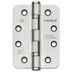 Hafele 926.98.050 Butt Hinge, Startec, Round Edge, Matt Stainless Steel, 4" D x 3" W