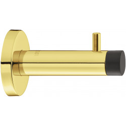 Hafele 937.13.558 Wall Mounted Door Stop with Wardrobe Hook for Screw Fixing, Brass Coloured, PVD Coated