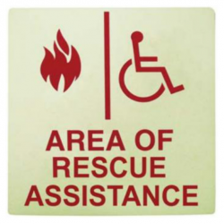 Alpha Communication RSN7085 Area of Rescue Assistance Wall Sign- 8" x 8"