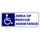 Alpha Communication SN-P42 White Plastic with Blue letter Area of Rescue Assistance Sign