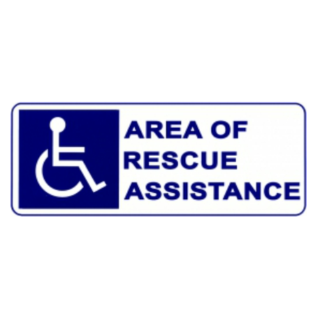 Alpha Communication SN-P42 White Plastic with Blue letter Area of Rescue Assistance Sign