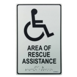 Alpha Communication SN-P48SL Photoluminescent Area of Rescue Assistance Sign- Braille