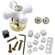 Brass Craft Service Parts SH5740 Fit-All Tub & Shower Handle, Broach N/A, Polished Brass Base With White Ceramic