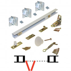 Johnson Hardware 170W 1700 Series Bi-Fold Door Hardware Set, 2-Panel, White Steel Track