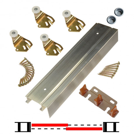 Johnson Hardware 2200F Series 2-Door Sliding Bypass Hardware Set, Single Wheel