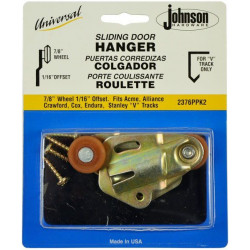 Johnson Hardware 2376PPK2 Universal Sliding Door Hanger Set, 7/8" Wheel x 1/6" Offset