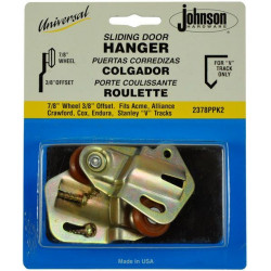 Johnson Hardware 2378PPK2 Universal Sliding Door Hanger Set, 3/4" Wheel x 3/8" Offset