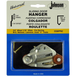 Johnson Hardware 2336PPK2 Universal Sliding Door Hanger Set, 3/4" Wheel x 1/16" Offset