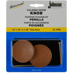 Johnson Hardware 33--PPK2 Universal Folding Door Knob, Woodtone Styrene Plastic, 1.75" Dia., 2/Pk
