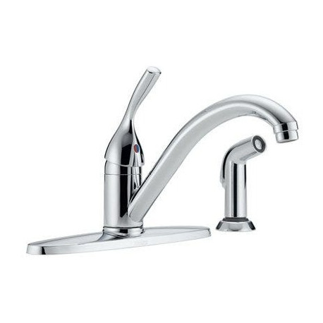 Delta Faucet Co 400-DST Classic Single Handle Kitchen Faucet With Spray In Chrome