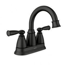 Moen Inc 84943BL Banbury, Two-Handle High Arc 4" Centerset Bathroom Faucet, Matte Black