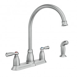 Moen Inc CA87000SRS Banbury, Two-Handle High Arc Kitchen Faucet w/Side Spray, Spot Resist Stainless