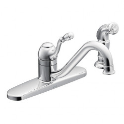 Moen Inc CA87009 Lindley, One-Handle Low Arc Kitchen Faucet w/Side Spray, Chrome