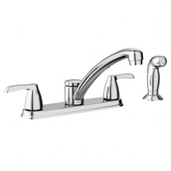 Moen Inc 87046 Adler, Two-Handle Low Arc Kitchen Faucet w/ Protege Side Spray, Chrome