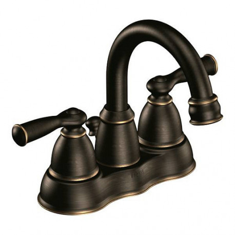 Moen Inc WS84913BRB Banbury, Two-Handle High Arc 4" Centerset Bathroom Faucet, Mediterranean Bronze