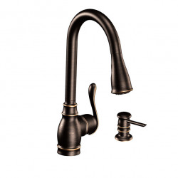 Moen Inc CA87003BRB Anabelle, One-Handle High Arc Pulldown Kitchen Faucet, Mediterranean Bronze
