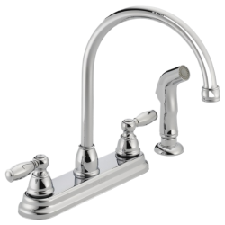 Delta Faucet Co P299575LF Kitchen Arc Faucet With Side Spray, 2-Lever Handles, Chrome