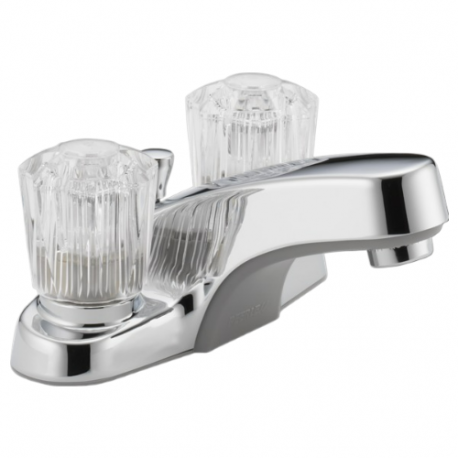 Delta Faucet Co P245LF Bathroom Faucet, Chrome With 2 Acrylic Handles