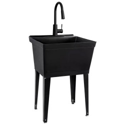 Coda Resource 040US6508BLKBLK Black Laundry Utility Sink, Black Pull-Down Faucet