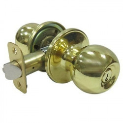 Taiwan Fu Hsing Industrial Co T3700B KA3 Ball-Style Knob Entry Lockset, Polished Brass