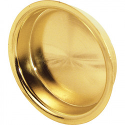 Prime Line N 6699 2-1/8" Round Mortise Pulls For By-Pass Closet Doors, Bright Brass, 2-Pk.