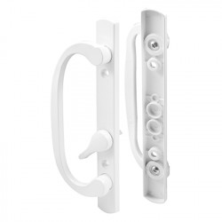 Prime Line C 1280 Patio Door Handle, Offset Thumb Turn, Diecast, White