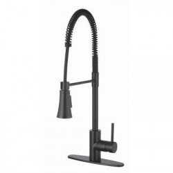 Homewerks Worldwide 109730 Single Handle, Pull-Down Spray Industrial Kitchen Faucet, Matte Black