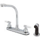 Homewerks Worldwide 204664 Kitchen Faucet With Side Spray, 2 Lever Handles, Chrome