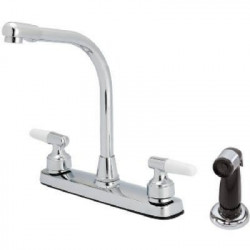 Homewerks Worldwide 204664 Kitchen Faucet With Side Spray, 2 Lever Handles, Chrome