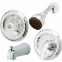 Homewerks Worldwide 210517 Tub & Shower Faucet + Showerhead, Pressure-Balancing, Acrylic Handle or Metal Lever, Chrome