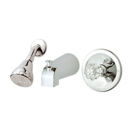 Homewerks Worldwide 210518 Tub & Shower Faucet + Showerhead, Acrylic Handle, Chrome