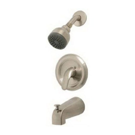 Homewerks Worldwide 210520 Tub & Shower Faucet + Showerhead, Pressure-Balancing, Single Metal Lever, Brushed Nickel