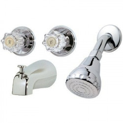 Homewerks Worldwide 210524 Tub & Shower Faucet + Showerhead, 2 Acrylic Handles, Chrome