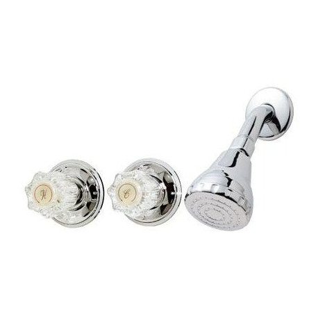Homewerks Worldwide 210526 Shower Faucet + Showerhead, 2 Acrylic Handles, Chrome