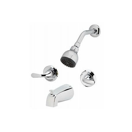 Homewerks Worldwide 239938 Shower Faucet + Showerhead, 2 Lever Handle, Chrome Finish