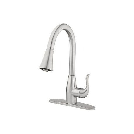 Homewerks Worldwide 239958 Kitchen Faucet With Pull-Down Spray, Single Handle, Brushed Nickel
