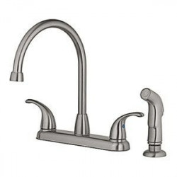 Homewerks Worldwide 23996 High Arc Kitchen Faucet With Side Spray, 2 Lever Handle