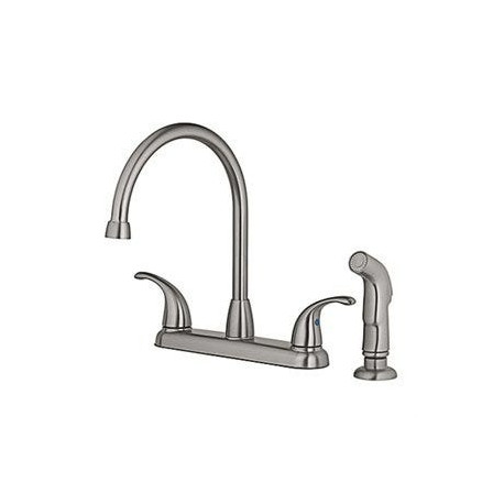 Homewerks Worldwide 23996 High Arc Kitchen Faucet With Side Spray, 2 Lever Handle