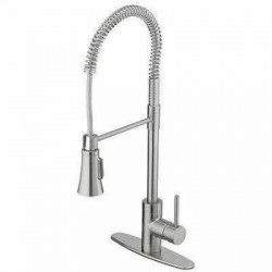 Homewerks Worldwide 240696 Industrial Kitchen Faucet With Pull-Down Spray, Single Handle, Stainless Steel