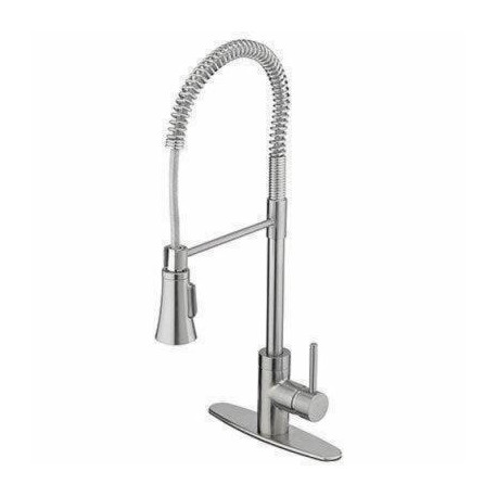 Homewerks Worldwide 240696 Industrial Kitchen Faucet With Pull-Down Spray, Single Handle, Stainless Steel