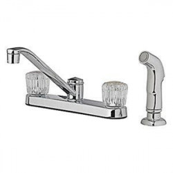 Homewerks Worldwide 242105 Kitchen Faucet With Side Spray, 2 Acrylic Handles, Chrome